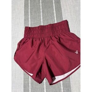 Varsity  Womens Maroon High Waisted Smocked Waistband cheer Shorts Size XS